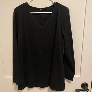 Black Long Sleeve V- Neck Shirt